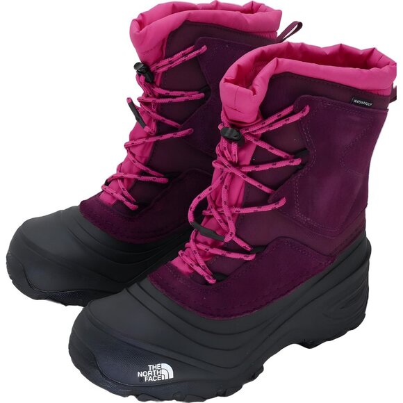 The North Face Alpenglow V WP Girls Snow Hiking Boots Black/Boysenberry US 5 - Picture 2 of 6